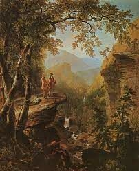 На этой картине Дюрана Брауна изображены Томас Коул и Уильям Каллен Брайант. Какой водопад вы также видите на этом полотне?