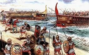  Каким новшеством римляне оснастили свои корабли (перекидной мостик)?