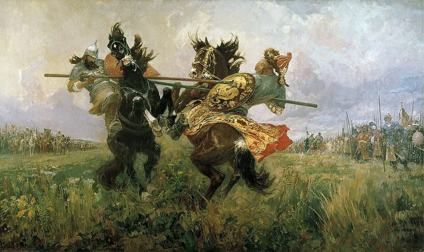 Этот поединок предшествовал одной из самых известных битв в русской истории. В каком году она состоялась?