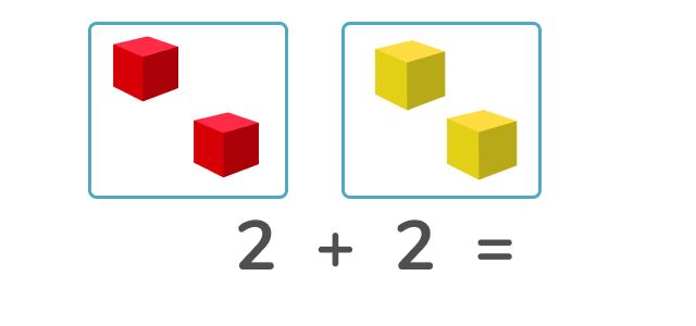 Реши пример, сколько всего  кубиков?