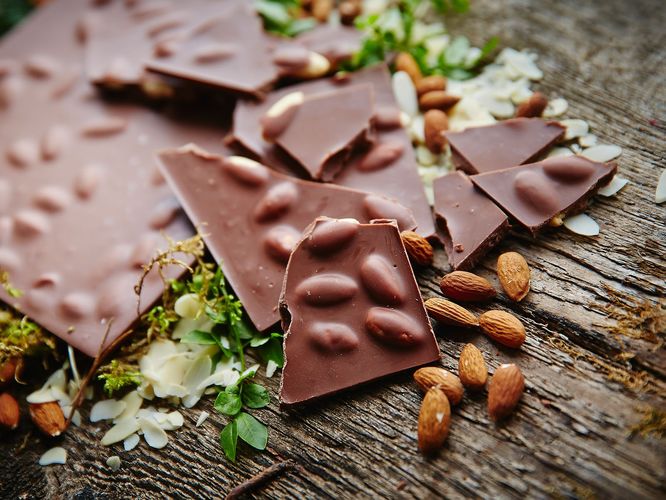 Сколько процентов миндаля, производимого в мире, поставляется для шоколада?