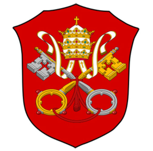 На чьем гербе изображены 2 скрещенных ключа и тройная корона?