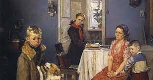  Репродукция какого другого известного полотна художника присутствует на картине Фёдора Решетникова «Опять двойка»?