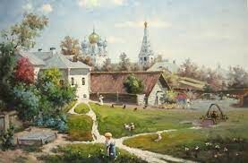Какой известный русский художник является автором картин «Московский дворик», «Заросший пруд» и «Старая мельница»?